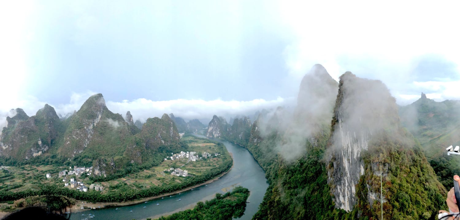 Limestone karst peaks around Yangshuo in Guangxi, China